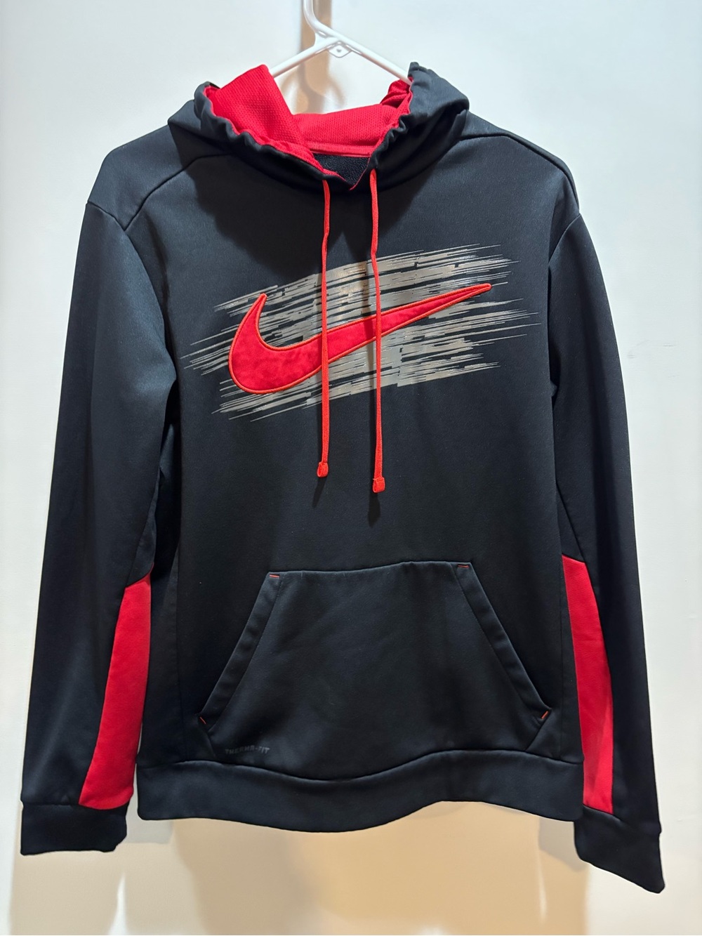 Nike Black Hoodie with Red Swoosh & Accents